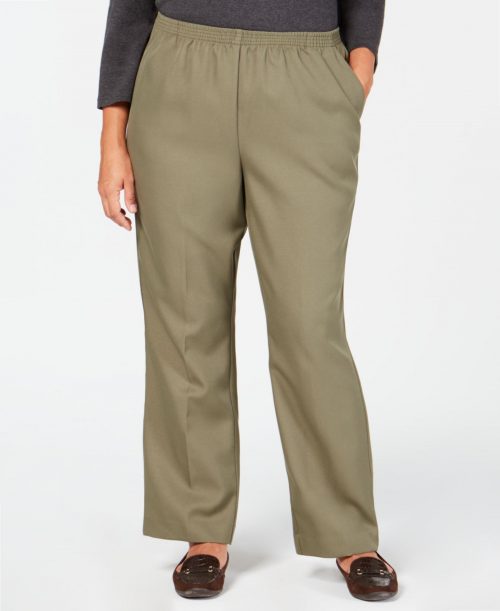 Karen Scott Plus Size 3X Green Straight-Leg Pants