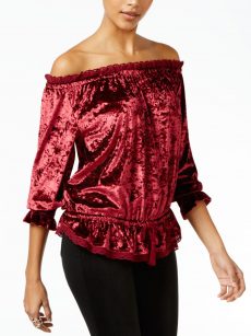 William Rast Women Size Large L Dark Pink Off Shoulder Top