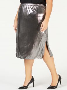 NY Collection Plus Size 2X Silver Pencil Skirt