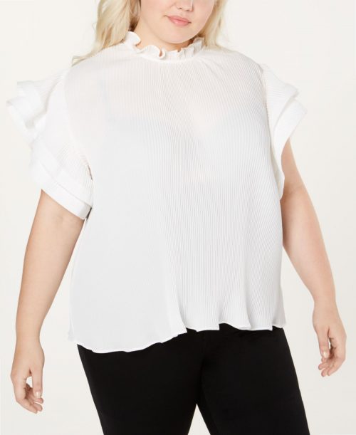 NY Collection Plus Size 3X White Blouse Top