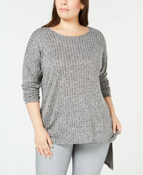NY Collection Plus Size 1X Gray Sweatshirt Sweater