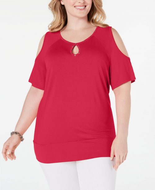 JM Collection Plus Size 1X Fuchsia Pullover Top