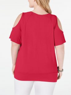 JM Collection Plus Size 1X Fuchsia Pullover Top